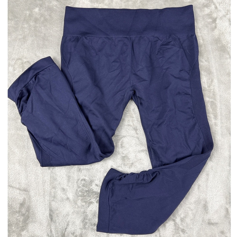GapFit Motion Navy Blue Seamless Ruched Cropped Leggings NWT Large